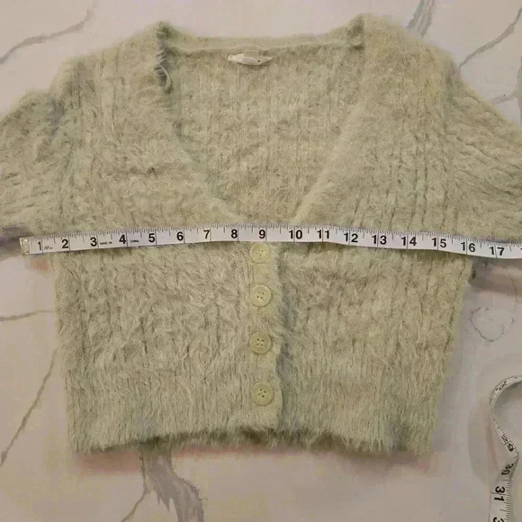 Garage Womens V-Neck Long Sleeve Knit Cardigan Mint Green Size Medium - Picture 8 of 9
